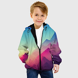 Куртка с капюшоном детская Горный пейзаж в пастельных тонах, цвет: 3D-черный — фото 2