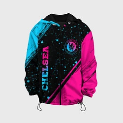 Куртка с капюшоном детская Chelsea - neon gradient: надпись, символ, цвет: 3D-черный