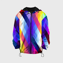 Куртка с капюшоном детская Разноцветный геометрический узор, цвет: 3D-черный