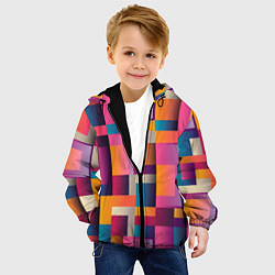 Куртка с капюшоном детская Квадрат и прямоугольники, цвет: 3D-черный — фото 2