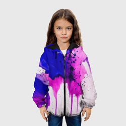 Куртка с капюшоном детская Акварельные потеки, цвет: 3D-черный — фото 2