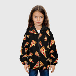Куртка с капюшоном детская Куски пиццы на черном фоне, цвет: 3D-черный — фото 2