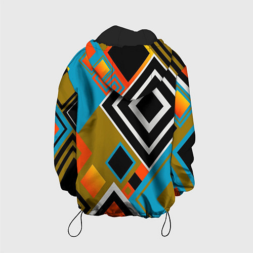 Детская куртка Фон из разноцветных квадратов / 3D-Черный – фото 2
