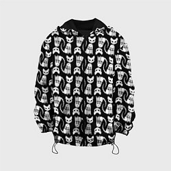 Куртка с капюшоном детская Скелет кошки - Halloween pattern, цвет: 3D-черный