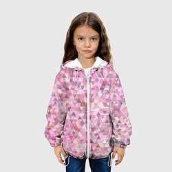 Куртка с капюшоном детская Абстрактное множество розовых и фиолетовых треугол, цвет: 3D-белый — фото 2