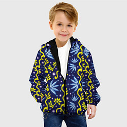 Куртка с капюшоном детская Узор цветущий клематис, цвет: 3D-черный — фото 2