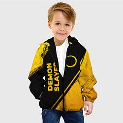 Куртка с капюшоном детская Demon Slayer - gold gradient: надпись, символ, цвет: 3D-черный — фото 2