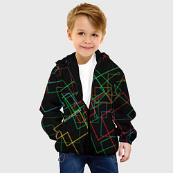 Куртка с капюшоном детская Разноцветные квадраты, цвет: 3D-черный — фото 2