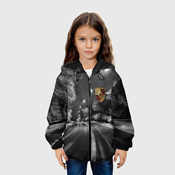 Куртка с капюшоном детская Порше - зимняя дорога, цвет: 3D-черный — фото 2