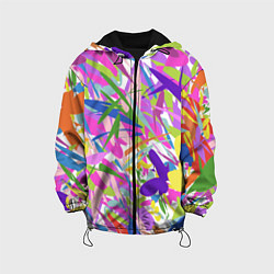 Куртка с капюшоном детская Сочные краски лета и бабочки, цвет: 3D-черный