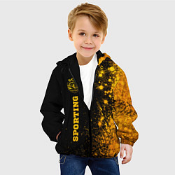 Куртка с капюшоном детская Sporting - gold gradient: по-вертикали, цвет: 3D-черный — фото 2