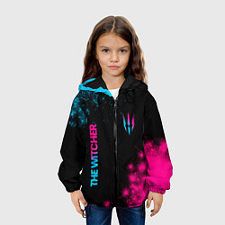 Куртка с капюшоном детская The Witcher - neon gradient: надпись, символ, цвет: 3D-черный — фото 2