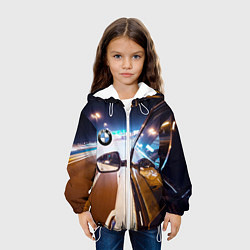 Куртка с капюшоном детская Бэха мчится по ночному городу, цвет: 3D-белый — фото 2
