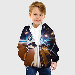 Куртка с капюшоном детская Бэха мчится по ночному городу, цвет: 3D-белый — фото 2