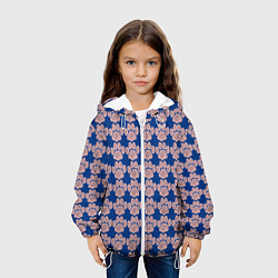 Куртка с капюшоном детская След собаки на синем фоне, цвет: 3D-белый — фото 2