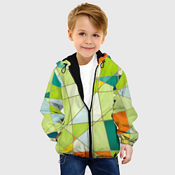 Куртка с капюшоном детская Абстрактный салатовый стеклянный паттерн, цвет: 3D-черный — фото 2