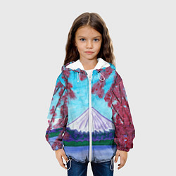 Куртка с капюшоном детская Цветение сакуры Фудзияма, цвет: 3D-белый — фото 2