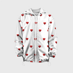 Куртка с капюшоном детская Белая поляна с красными сердечками, цвет: 3D-белый