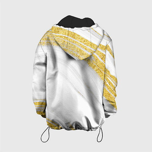 Детская куртка Белый с золотом мрамор / 3D-Черный – фото 2