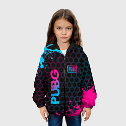 Куртка с капюшоном детская PUBG - neon gradient: надпись, символ, цвет: 3D-черный — фото 2