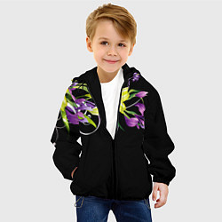 Куртка с капюшоном детская Лилии, цвет: 3D-черный — фото 2