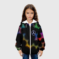 Куртка с капюшоном детская Mercedes - neon pattern, цвет: 3D-белый — фото 2