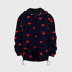 Куртка с капюшоном детская Сердечки, цвет: 3D-черный
