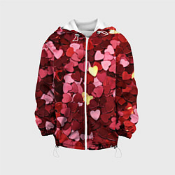 Куртка с капюшоном детская Куча разноцветных сердечек, цвет: 3D-белый