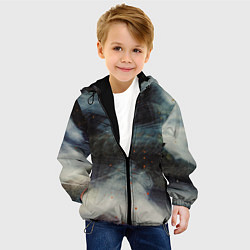 Куртка с капюшоном детская Туман и тьма в абстракции, цвет: 3D-черный — фото 2