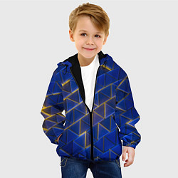 Куртка с капюшоном детская Синие треугольники и жёлтый свет, цвет: 3D-черный — фото 2