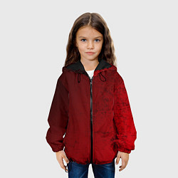 Куртка с капюшоном детская Темно - красный гранж, цвет: 3D-черный — фото 2