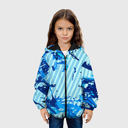 Куртка с капюшоном детская Синие линии, цвет: 3D-черный — фото 2