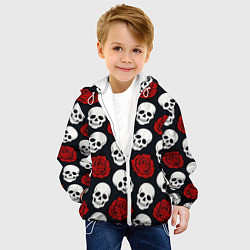 Куртка с капюшоном детская Весёлые черепки и розы, цвет: 3D-белый — фото 2