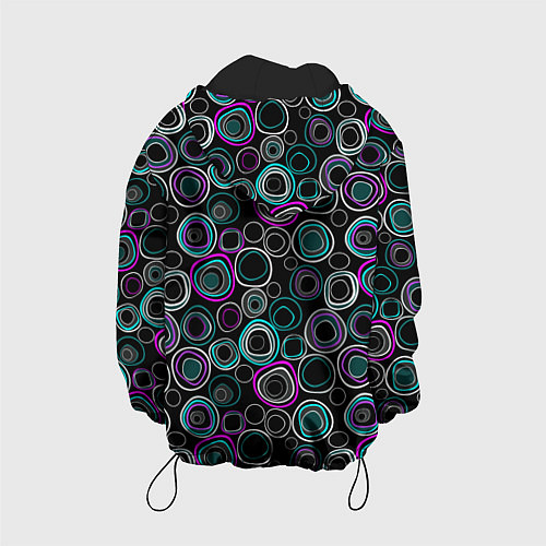 Детская куртка Узор ретро круги и кольца на черном фоне / 3D-Черный – фото 2