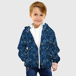 Куртка с капюшоном детская Желтые и синие звезды на синем фоне, цвет: 3D-белый — фото 2