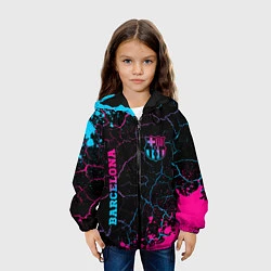Куртка с капюшоном детская Barcelona - neon gradient: надпись, символ, цвет: 3D-черный — фото 2