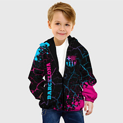 Куртка с капюшоном детская Barcelona - neon gradient: надпись, символ, цвет: 3D-черный — фото 2