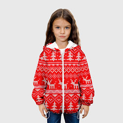 Куртка с капюшоном детская Рождественский красный свитер с оленями, цвет: 3D-белый — фото 2