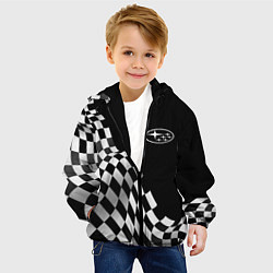 Куртка с капюшоном детская Subaru racing flag, цвет: 3D-черный — фото 2