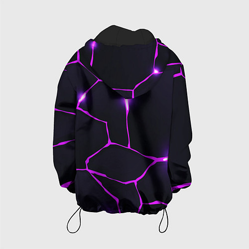 Детская куртка Фиолетовые неоновые трещины / 3D-Черный – фото 2