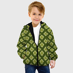 Куртка с капюшоном детская Милитари Змеиная кожа ромб, цвет: 3D-черный — фото 2