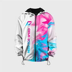 Куртка с капюшоном детская Need for Speed neon gradient style: по-вертикали, цвет: 3D-черный