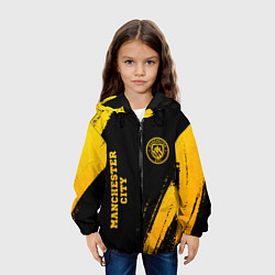Куртка с капюшоном детская Manchester City - gold gradient: надпись, символ, цвет: 3D-черный — фото 2