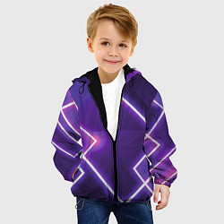 Куртка с капюшоном детская Неоновые прямоугольники, цвет: 3D-черный — фото 2