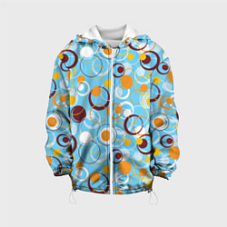 Куртка с капюшоном детская Круги и оружности разноцветные, цвет: 3D-белый