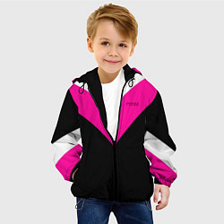 Куртка с капюшоном детская FIRM черный с розовой вставкой, цвет: 3D-черный — фото 2