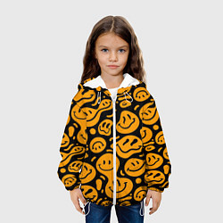 Куртка с капюшоном детская Растекающийся оранжевый смайл, цвет: 3D-белый — фото 2