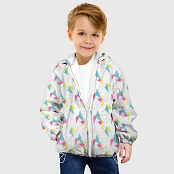Куртка с капюшоном детская Паттерн треугольники, цвет: 3D-белый — фото 2