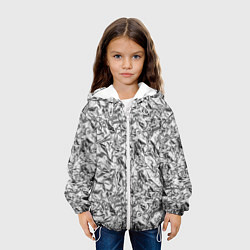 Куртка с капюшоном детская Текстура мятой алюминиевой фольги, цвет: 3D-белый — фото 2