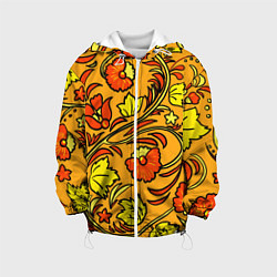 Куртка с капюшоном детская Хохлома золотой фон, цвет: 3D-белый